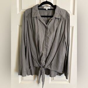 Harper Gray Tie-Front Button Down Blouse Shirt